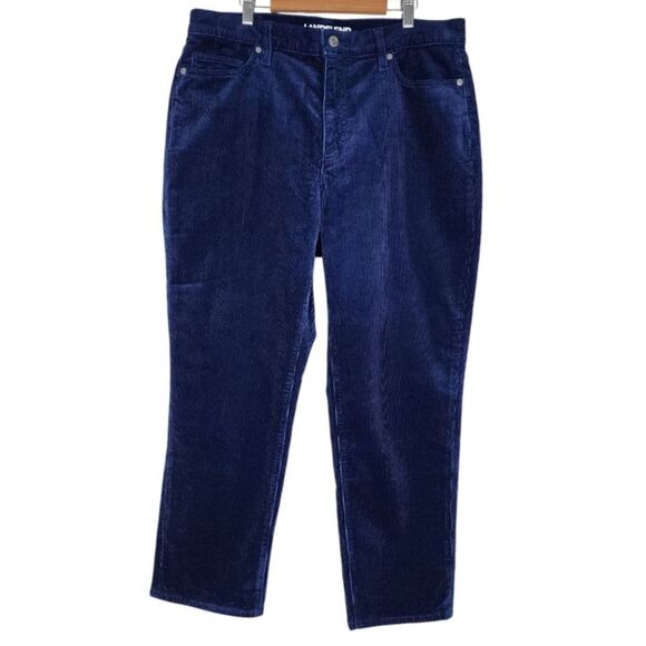 Lands End Blue Corduroy Pants Stretchy High Rise Women Size 14 P - Picture 1 of 16